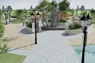 现代公园景观3D模型下载